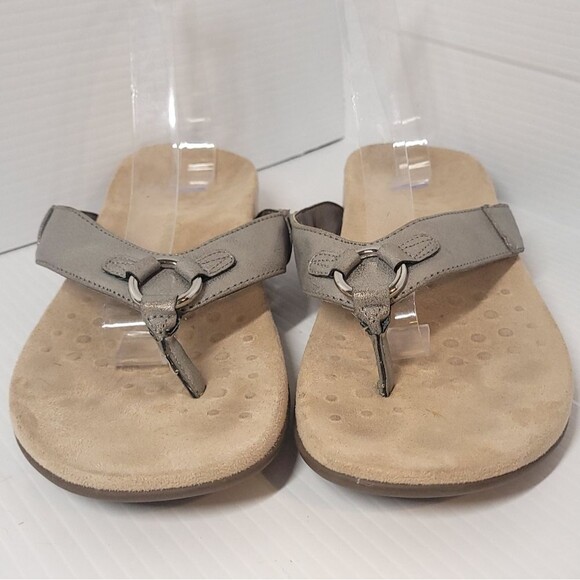 Vionic Elena Thong Sandals Silver Metallic Ring Detail Womens Size 9 - Picture 6 of 9
